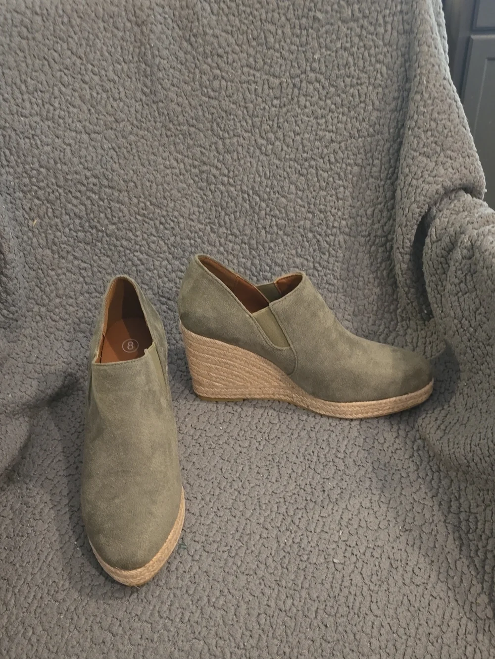 Suede Olive Wedge Espadrille Slip-On